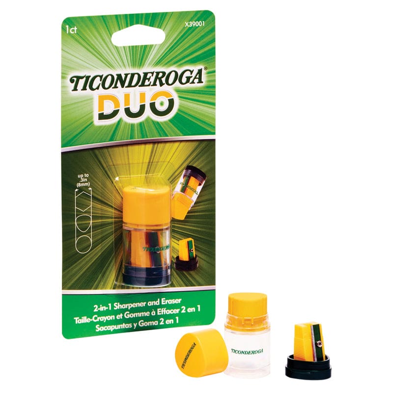 Ticonderoga Duo Sharpener/Eraser (Pack of 12) - Pencils & Accessories - Dixon Ticonderoga Company