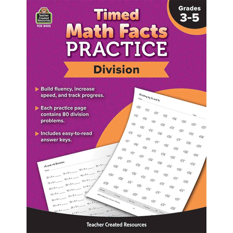 Timed Math Facts Practice Division (Pack of 6) - Multiplication & Division - Teacher Created Resources