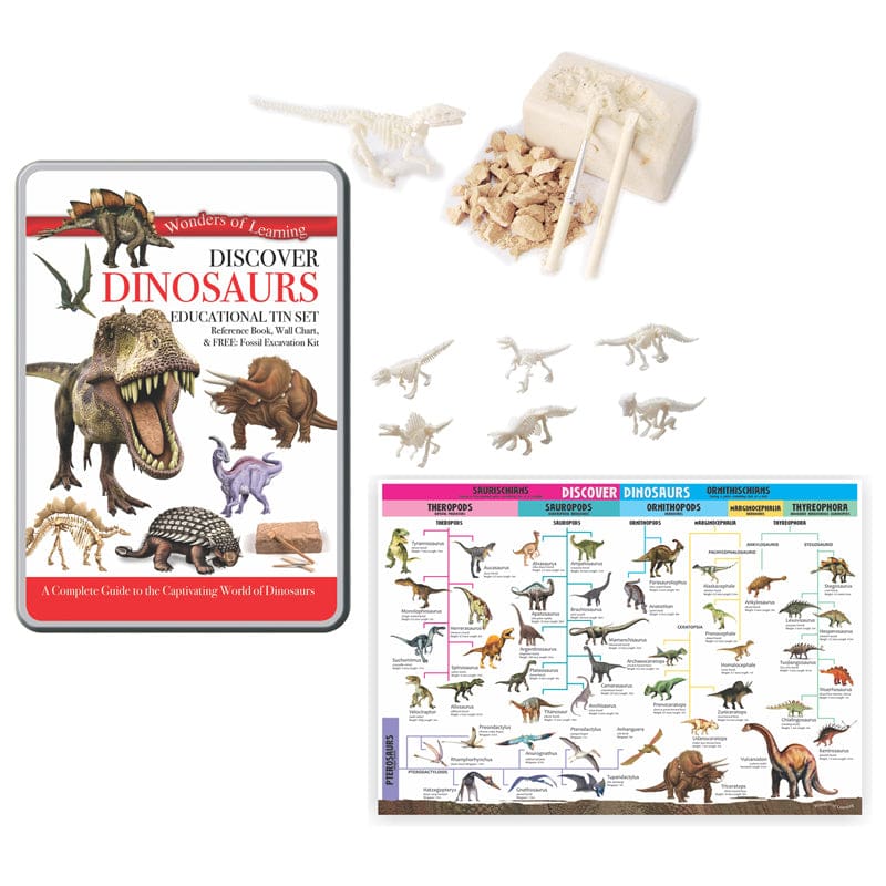 Tin Set Discover Dinosaurs Wonders Of Learning (Pack of 2) - Animal Studies - Round World Products