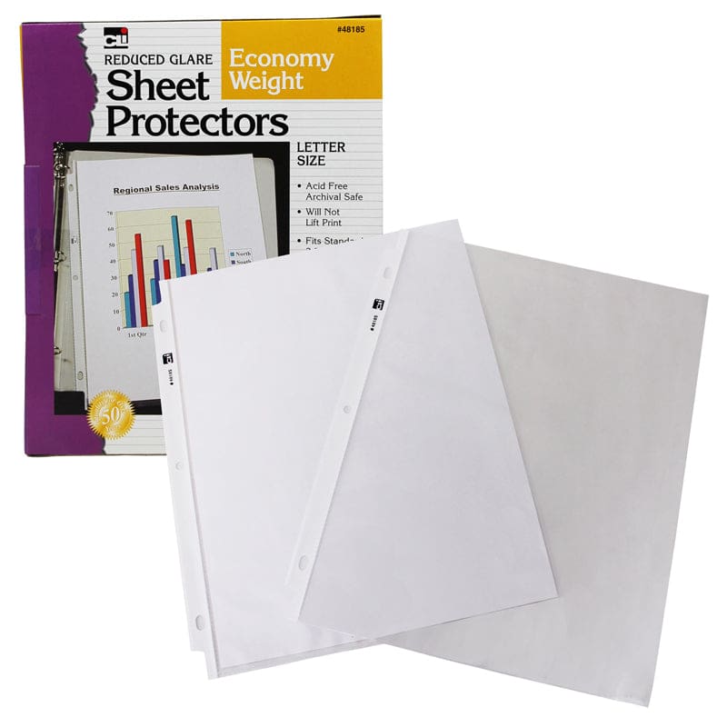 Top Loading Sht Protectors Reduced Glare 50/Box (Pack of 10) - Sheet Protectors - Charles Leonard