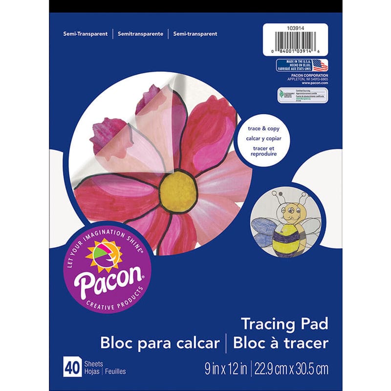 Tracing Paper Pad 40 Sheets 9X12 Translucent (Pack of 12) - Sketch Pads - Dixon Ticonderoga Co - Pacon