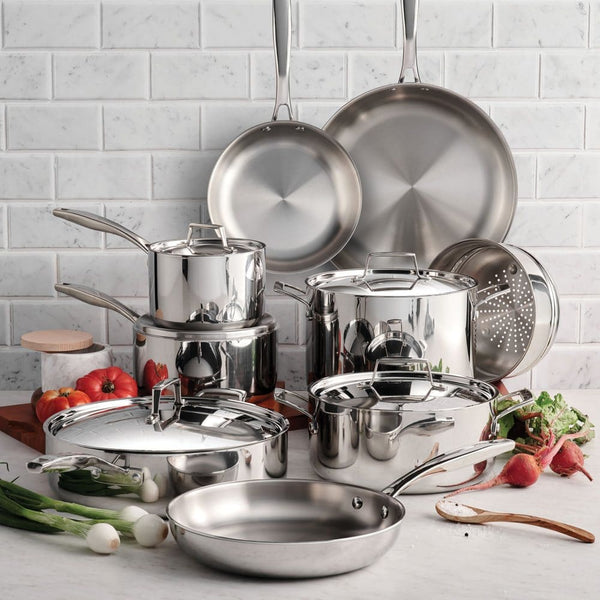 Anolon Tri-ply Clad Cookware 14-in Stainless Steel Cookware Set with Lid(s)  Included in the Cooking Pans & Skillets department at