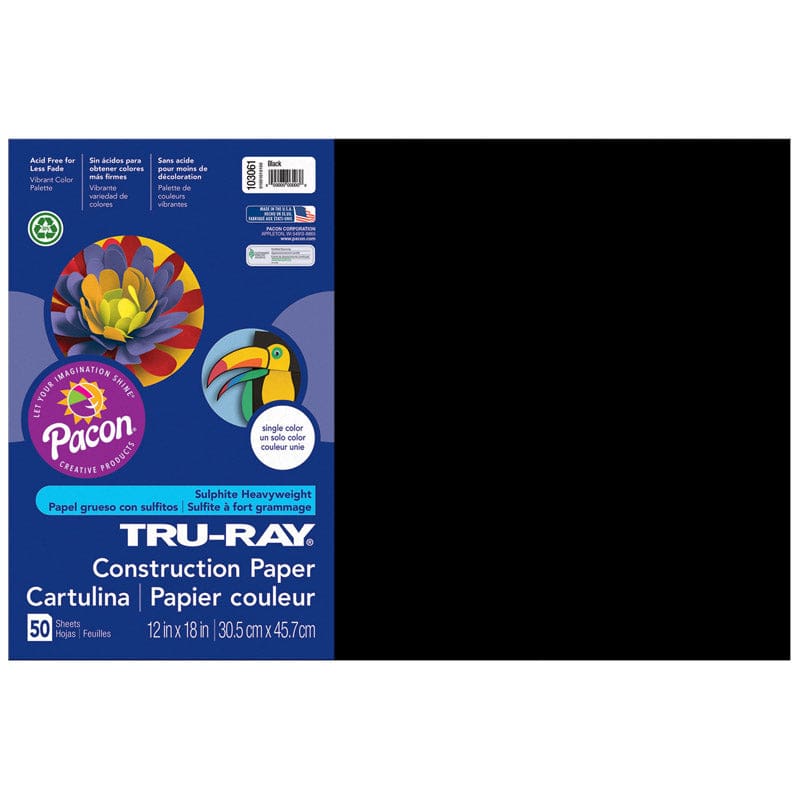 Tru Ray 12 X 18 Black 50 Sht Construction Paper (Pack of 6) - Construction Paper - Dixon Ticonderoga Co - Pacon