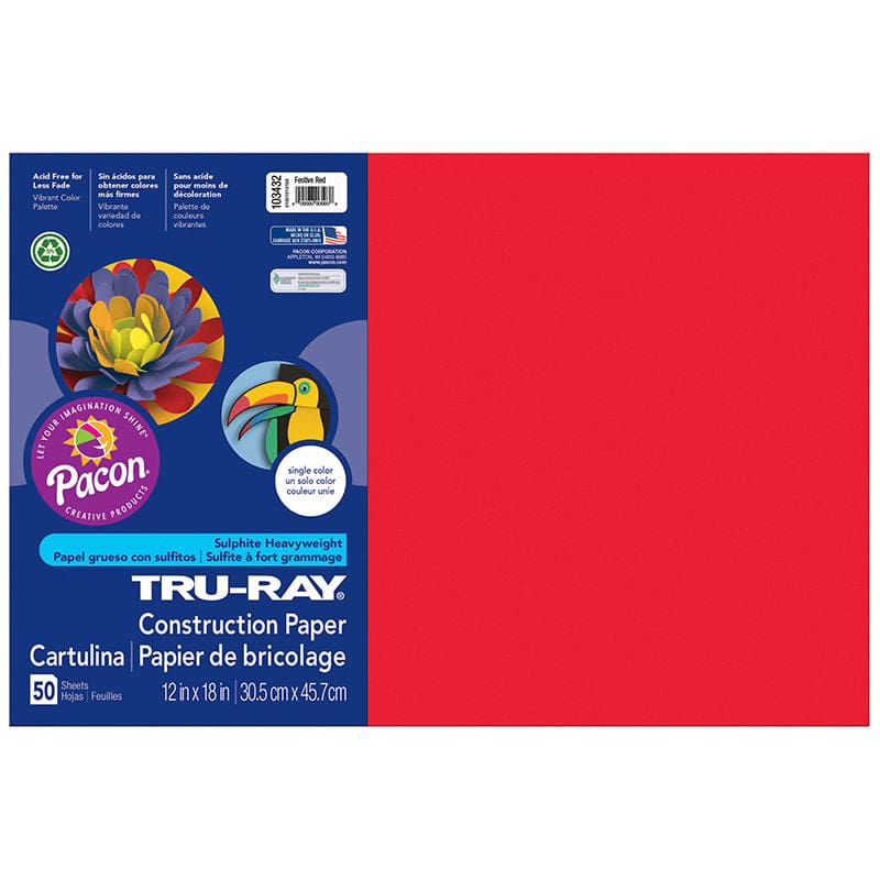 Tru Ray 12 X 18 Festive Red 50 Sht Construction Paper (Pack of 6) - Construction Paper - Dixon Ticonderoga Co - Pacon