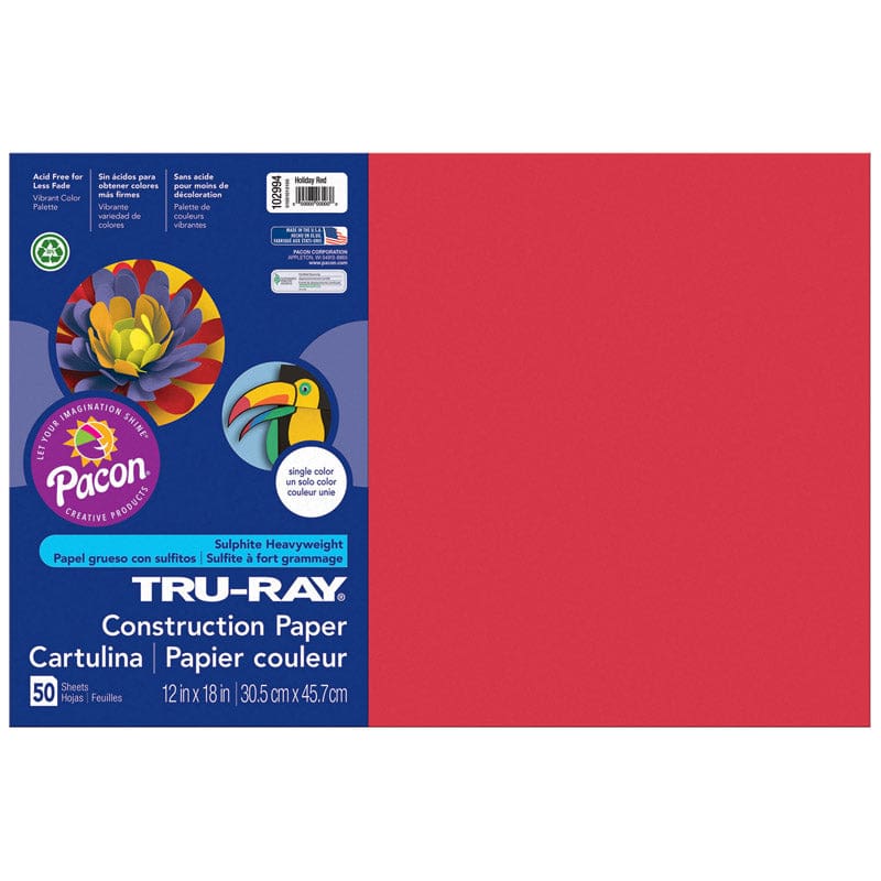 Tru Ray 12 X 18 Holiday Red 50 Sht Construction Paper (Pack of 6) - Construction Paper - Dixon Ticonderoga Co - Pacon