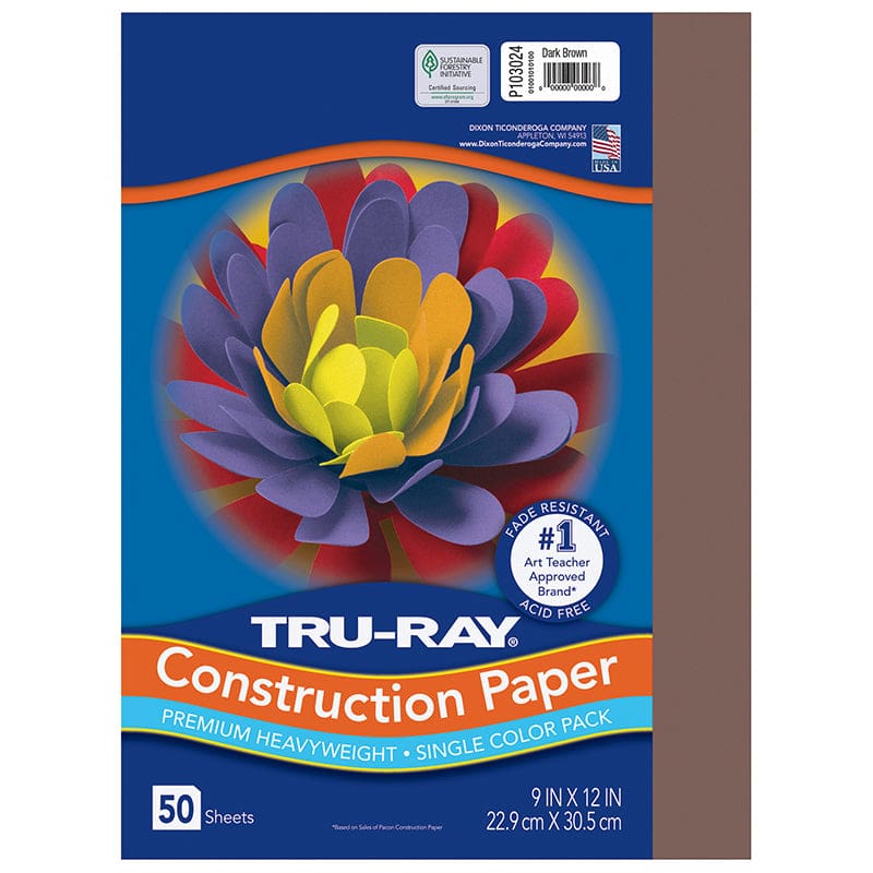 Tru Ray 9 X 12 Dark Brown 50 Sht Construction Paper (Pack of 10) - Construction Paper - Dixon Ticonderoga Co - Pacon