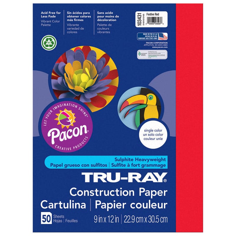 Tru Ray 9 X 12 Festive Red 50 Sht Construction Paper (Pack of 10) - Construction Paper - Dixon Ticonderoga Co - Pacon