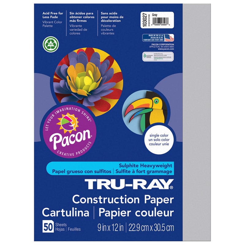 Tru Ray 9 X 12 Gray 50 Sht Construction Paper (Pack of 12) - Construction Paper - Dixon Ticonderoga Co - Pacon