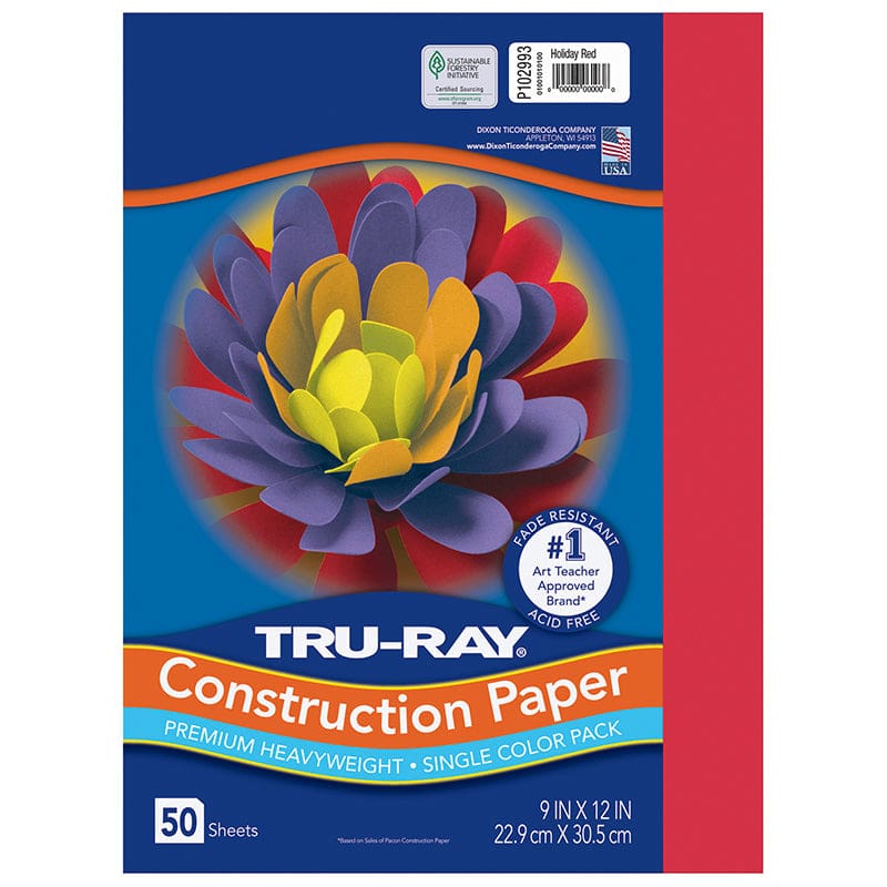 Tru Ray 9 X 12 Holiday Red 50 Sht Construction Paper (Pack of 10) - Construction Paper - Dixon Ticonderoga Co - Pacon