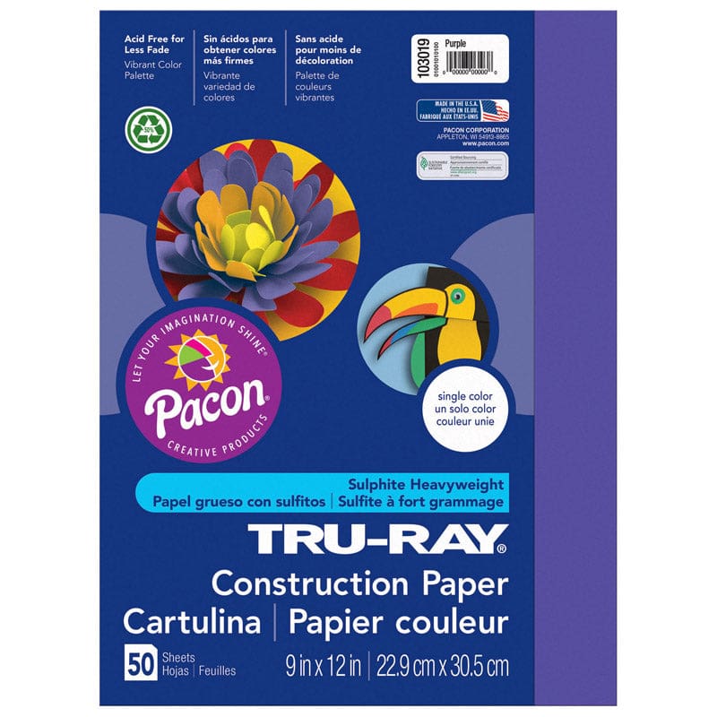 Tru Ray 9 X 12 Purple 50 Sht Construction Paper (Pack of 10) - Construction Paper - Dixon Ticonderoga Co - Pacon