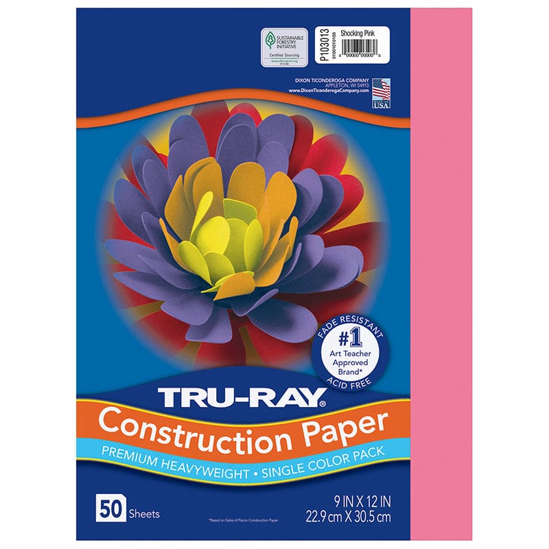 Tru Ray 9 X 12 Shocking Pink 50 Sht Construction Paper (Pack of 10) - Construction Paper - Dixon Ticonderoga Co - Pacon