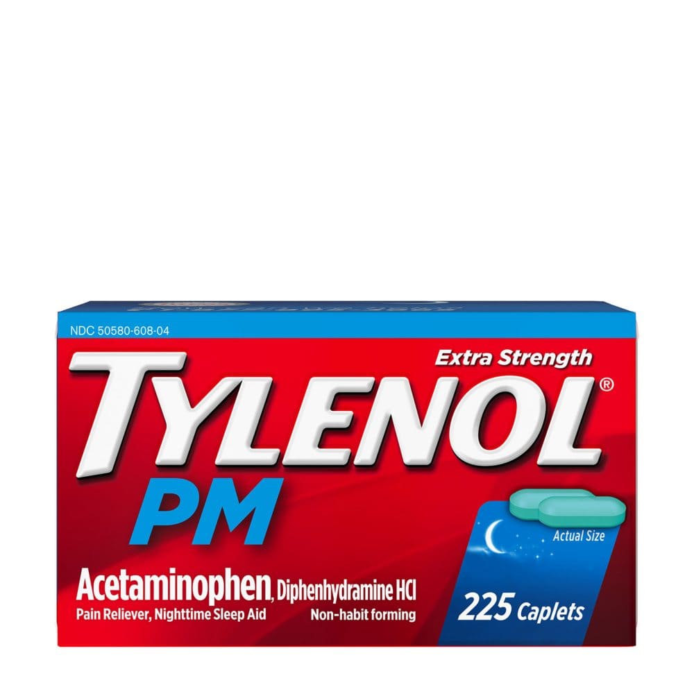 Tylenol PM Extra Strength Pain Relief Caplets (225 ct.) - HSA & FSA - Medicine Cabinet - Tylenol