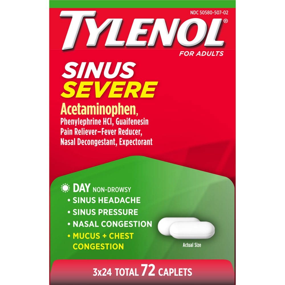 Tylenol Sinus Severe Daytime Caplets (24 ct. 3pk.) - HSA & FSA - Medicine Cabinet - Tylenol