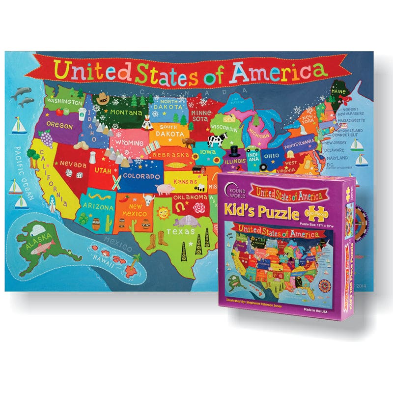 United States Jigsaw Puzzle For Kid (Pack of 2) - Puzzles - Round World Products