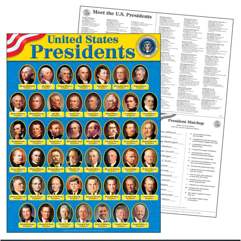 United States Presidents Learning Chart (Pack of 12) - Social Studies - Trend Enterprises Inc.