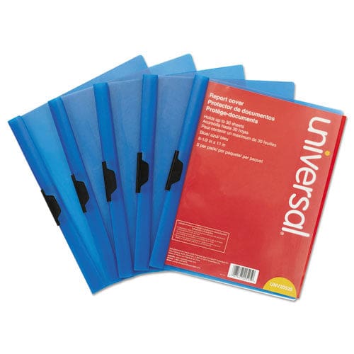 Universal Clip-style Report Cover Clip Fastener 8.5 X 11 Clear/blue 5/pack - School Supplies - Universal®