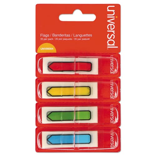 Universal Page Flags Assorted Colors 35 Flags/dispenser 4 Dispensers/pack - Office - Universal®