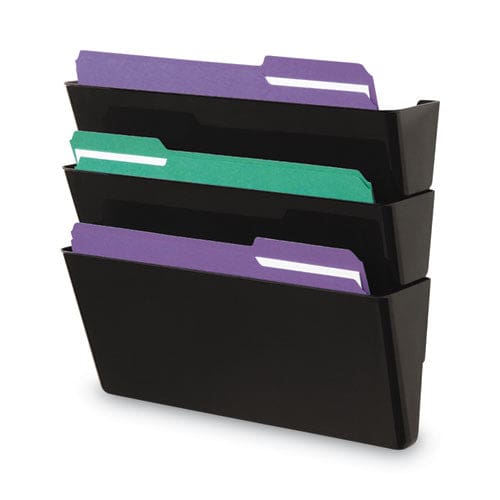 Universal Wall File Pockets 3 Sections Letter Size,13 X 4.13 X 14.5 Black 3/pack - Office - Universal®
