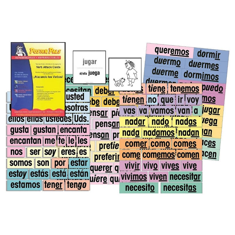 Verb Attack Card Set Spanish - Flash Cards - Poster Pals