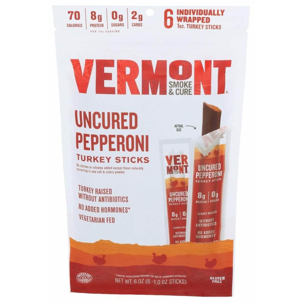 Vermont Smoke Uncured Pepperoni Turkey Sticks 6Ct, 6 Oz (Case of 2 ...