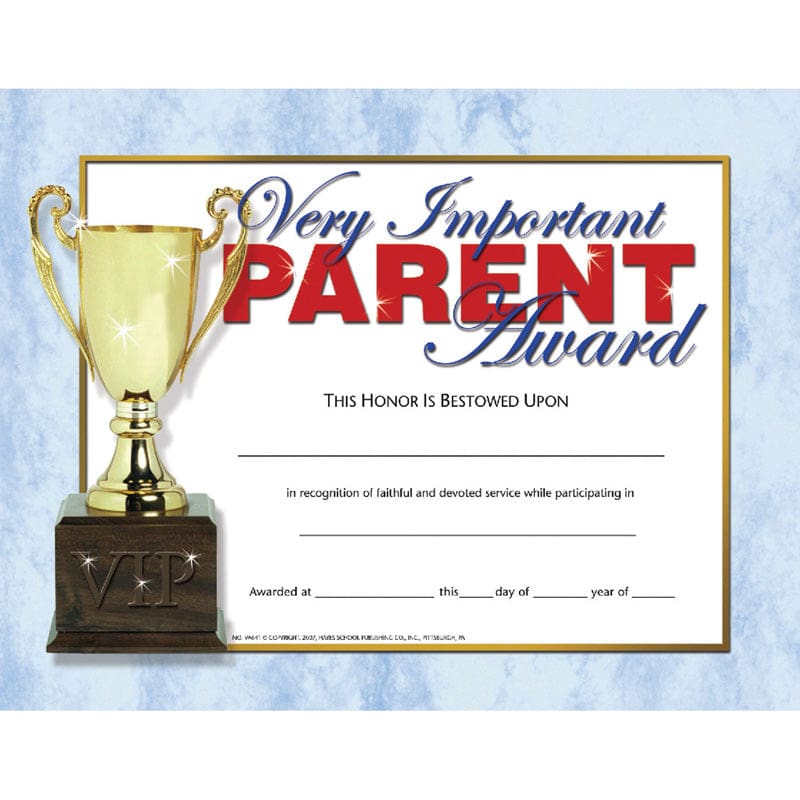 Very Important Parent Award 30-Set Certificates (Pack of 8) - Certificates - Flipside