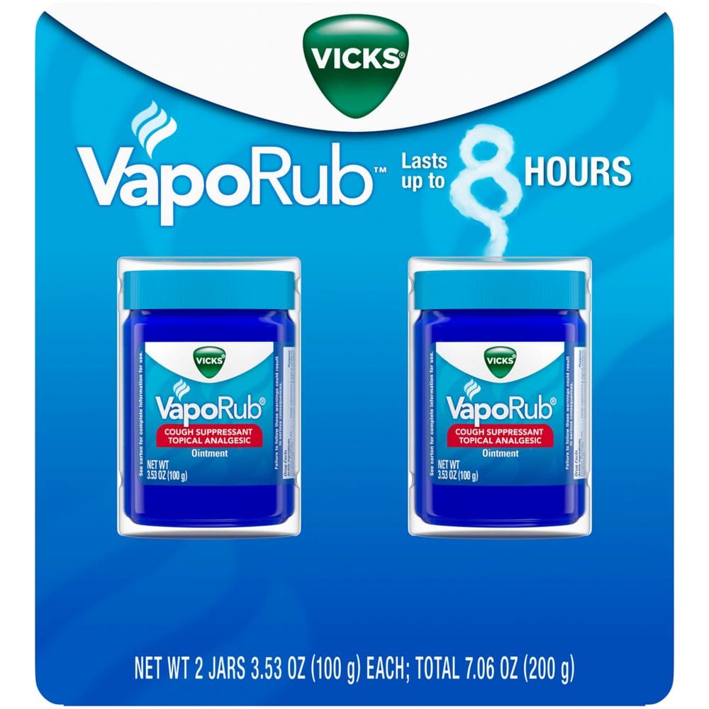 Vicks VapoRub Original Cough Suppressant Medicated Topical Analgesic Ointment (3.53 oz. 2 pk.) - HSA & FSA - Medicine Cabinet - Vicks