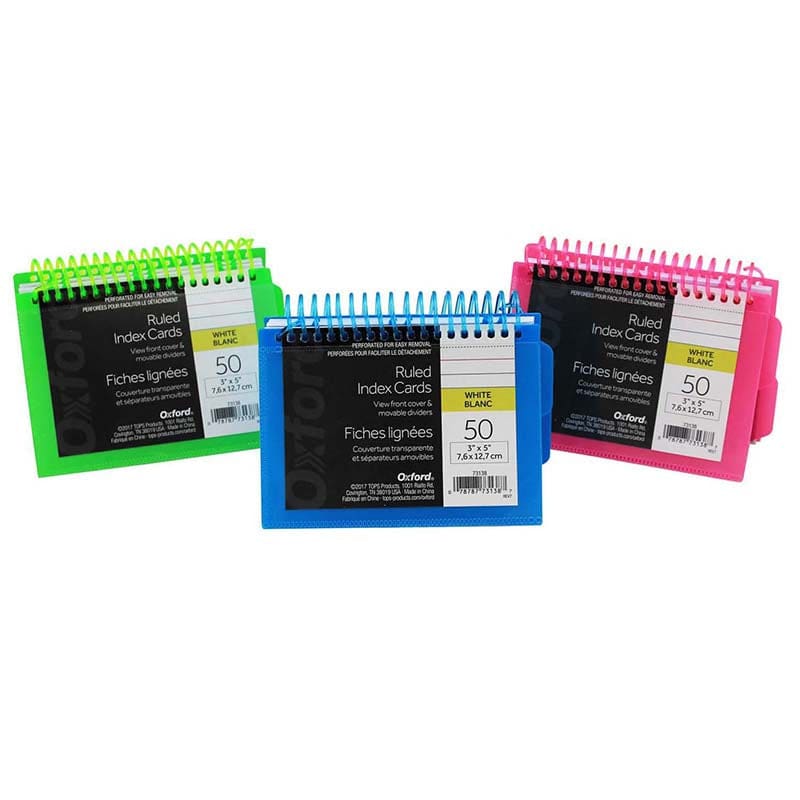 View Front Spiral Index Cards 3X5 Poly Cover (Pack of 10) - Index Cards - Tops Products