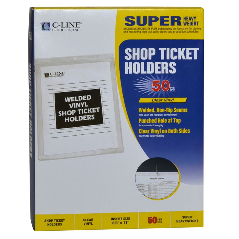 Vinyl Shop Ticket Holder 50/Box Both Sides Clear 8.5X11 - Dry Erase Sheets - C-Line Products Inc