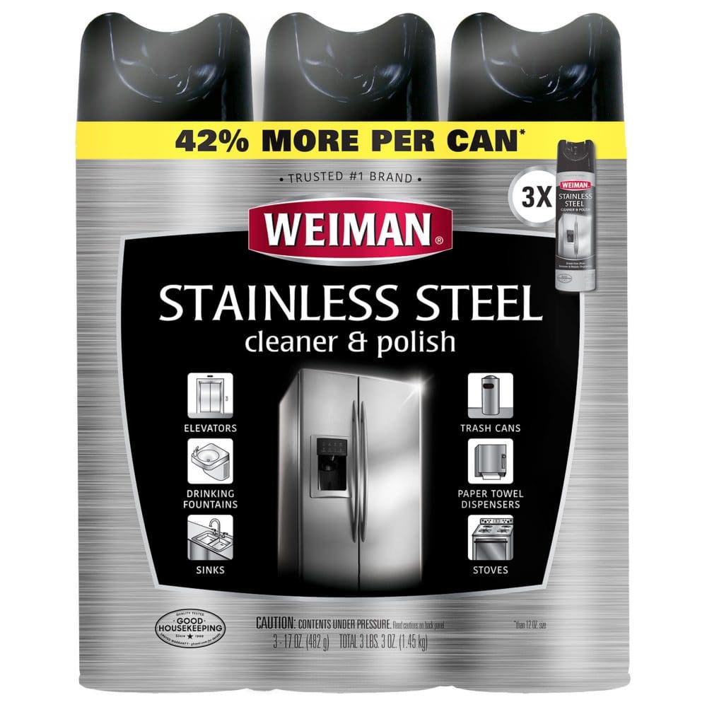 Weiman Stainless Steel Cleaner & Polish (17 oz.,3 pk.) - Cleaning Supplies - Weiman Stainless