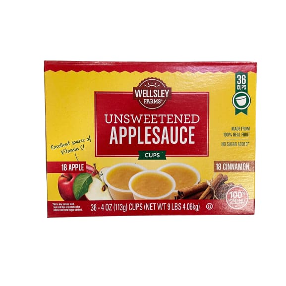 Wellsley Farms Unsweetened Applesauce Cups 36 x 4 oz. - Wellsley Farms