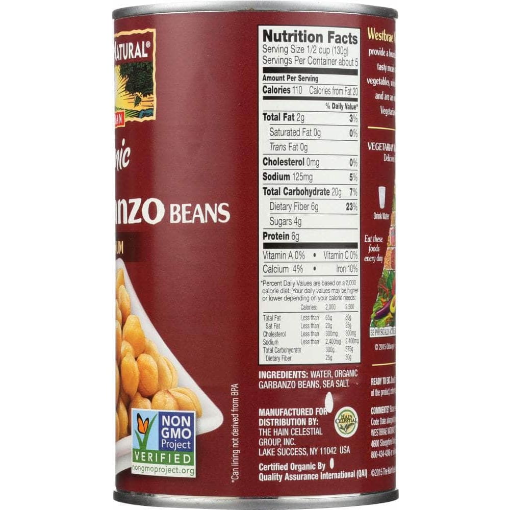 Westbrae Westbrae Natural Vegetarian Organic Garbanzo Beans, 25 Oz