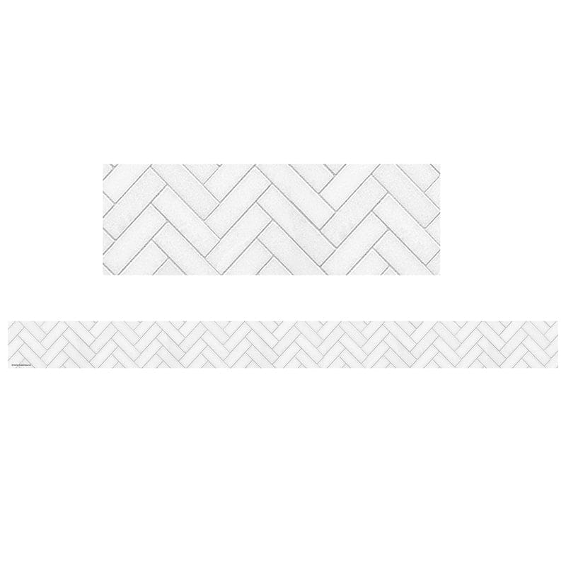 White Herringbone Straight Border Modern Farmhouse (Pack of 10) - Border/Trimmer - Teacher Created Resources