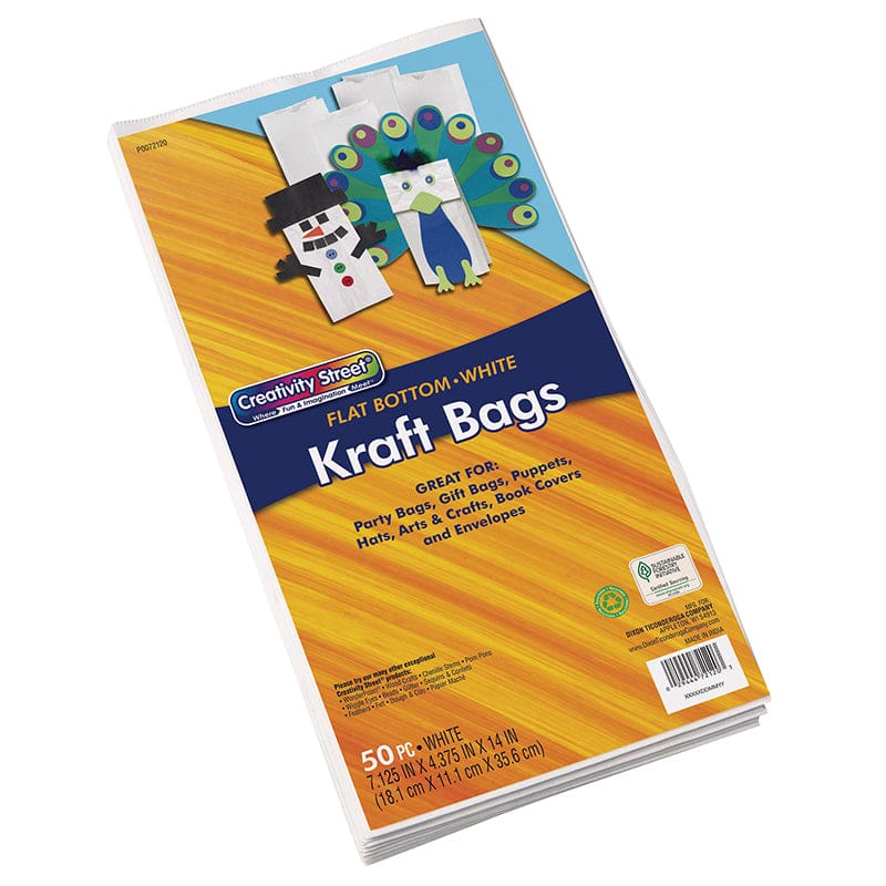 White Kraft Bag 50 Pack 7-1/8 X 4-3/8 X 14 (Pack of 2) - Craft Bags - Dixon Ticonderoga Co - Pacon