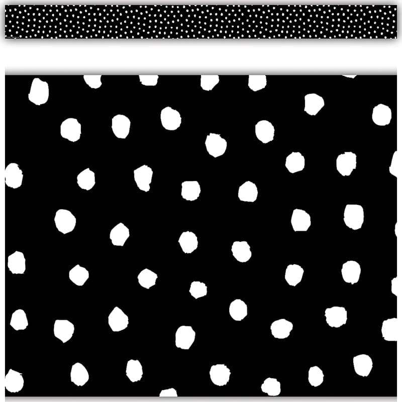 White Painted Dots On Black Border (Pack of 10) - Border/Trimmer - Teacher Created Resources