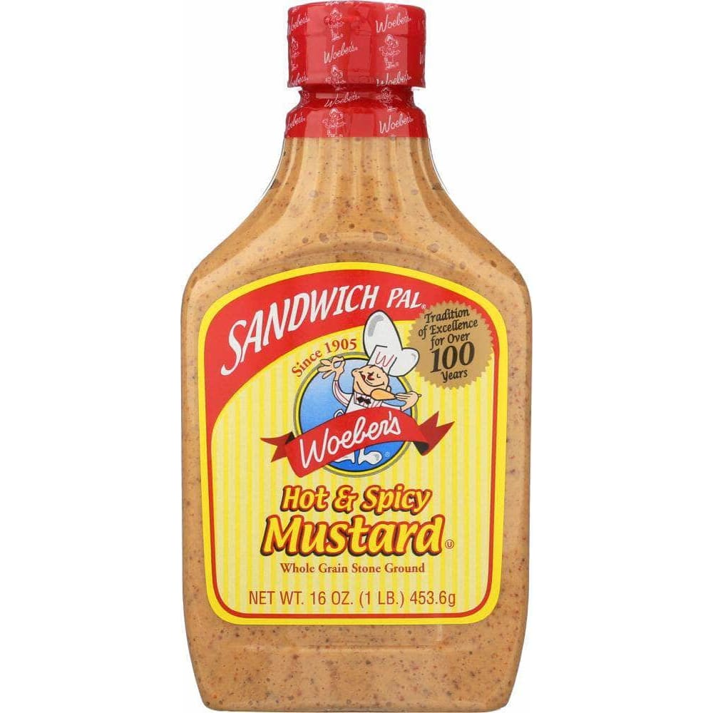 Woebers Woeber Mustard Sandwich Pal Hot and Spicy, 16 oz