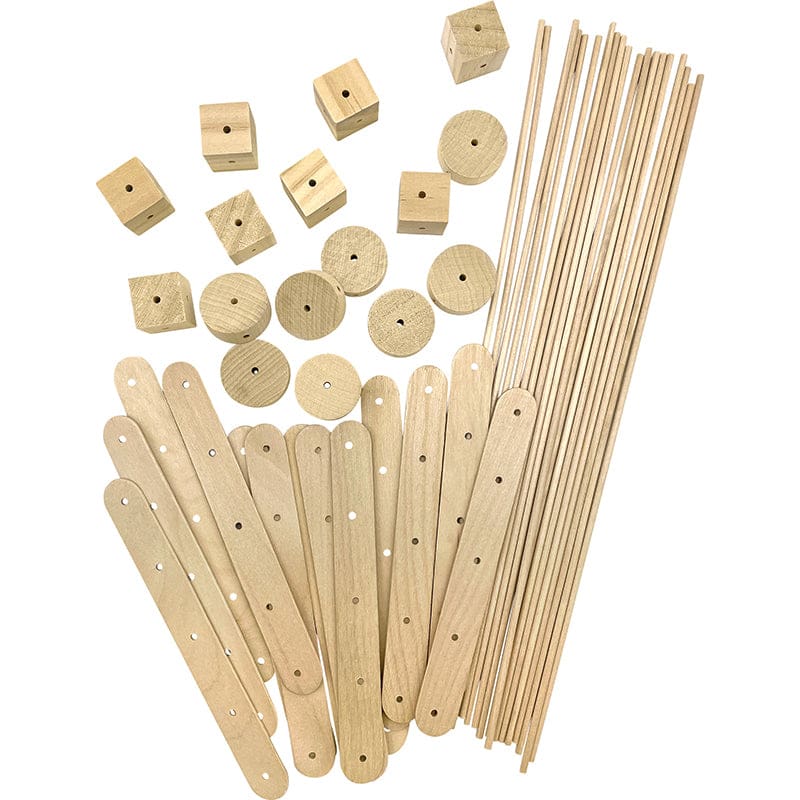 Wood Construction Kit 66 Count Stem Basics (Pack of 6) - Wooden Shapes - Teacher Created Resources