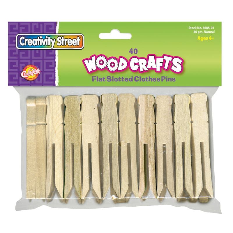 Wooden Flat Slotted Clothespin 40Pk Natural (Pack of 8) - Clothes Pins - Dixon Ticonderoga Co - Pacon