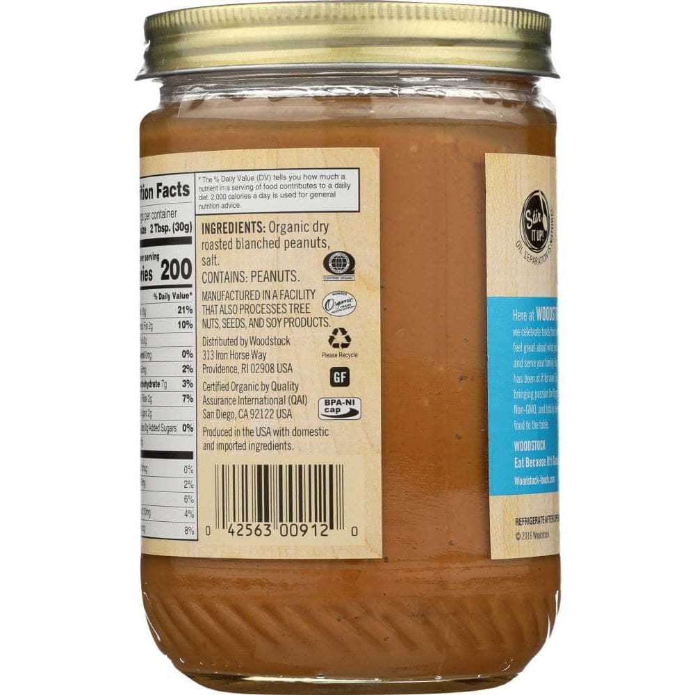 Woodstock Woodstock Peanut Butter Crunchy Salted Organic, 16 oz