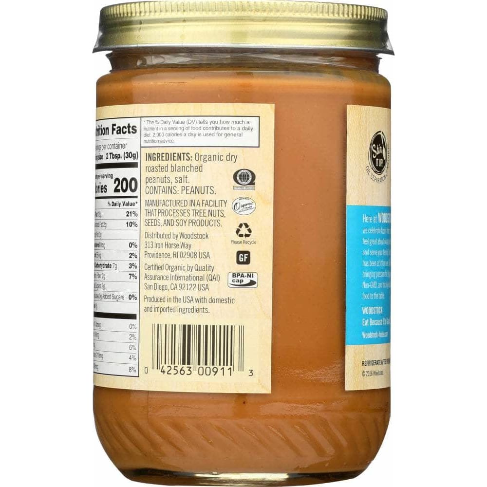 Woodstock Woodstock Peanut Butter Smooth Salted Organic, 16 oz