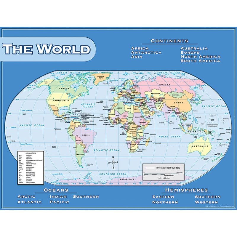 World Map Chart 17X22 (Pack of 12) - Maps & Map Skills - Teacher Created Resources