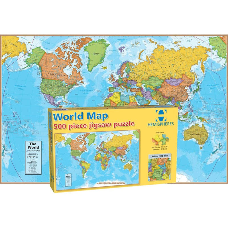 World Map International 500 Piece (Pack of 2) - Puzzles - Round World Products