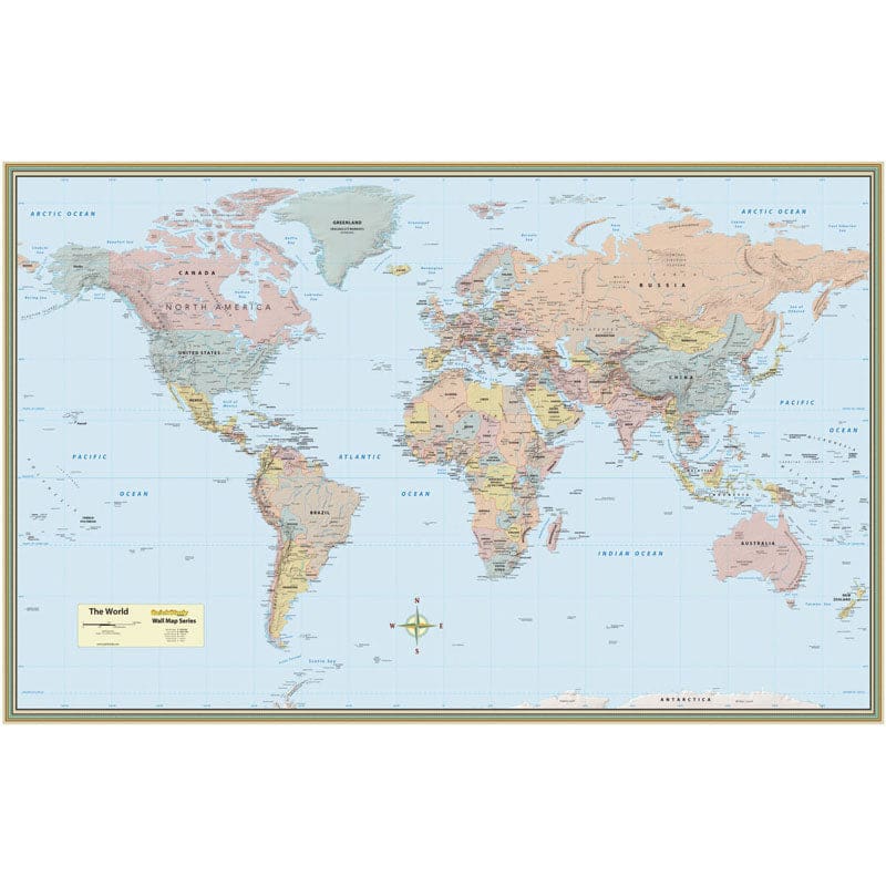 World Map Laminated Poster 50 X 32 (Pack of 6) - Maps & Map Skills - Barcharts Inc.