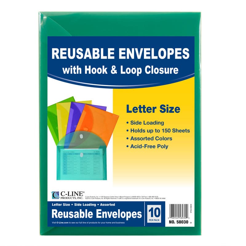 Xl Reusable Envelopes 10 Pk With Hook & Loop Closure (Pack of 3) - Envelopes - C-Line Products Inc