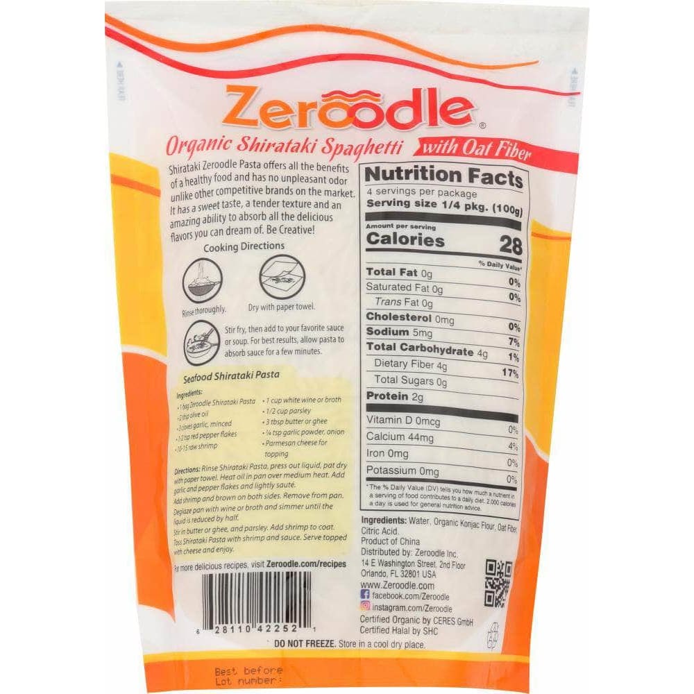 Zeroodle Zeroodle Spaghetti Pasta with Oat Fiber, 14 oz