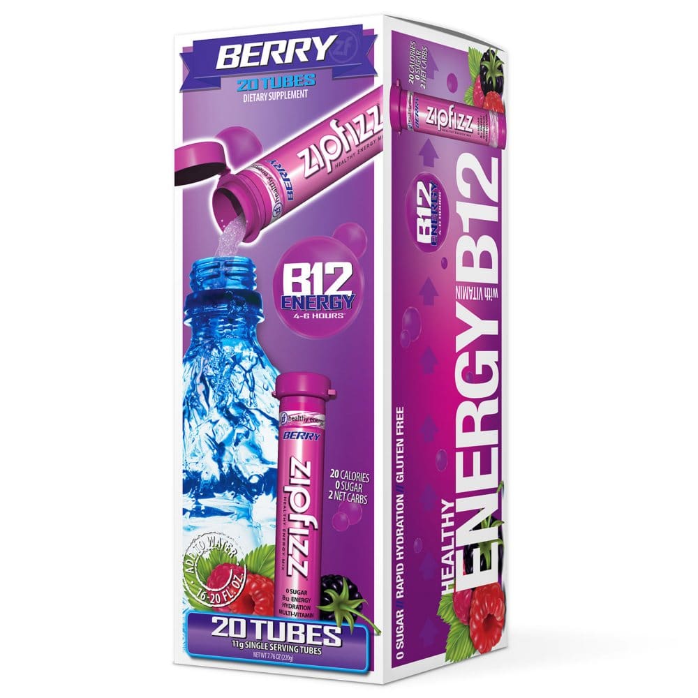 Zipfizz Energy Drink Mix Berry (20 ct) - Diet Nutrition & Protein - Zipfizz Energy