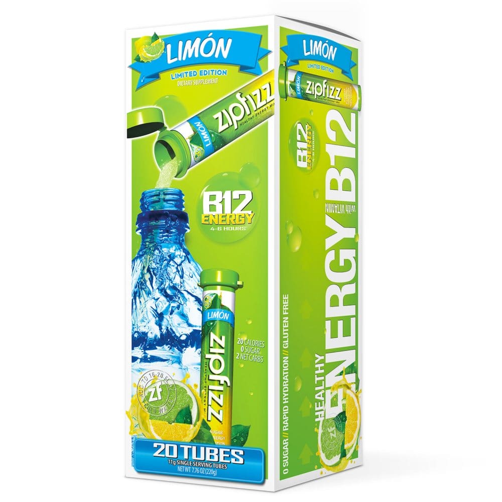 Zipfizz Energy Drink Mix Limon (20 ct.) - Diet Nutrition & Protein - Zipfizz Energy