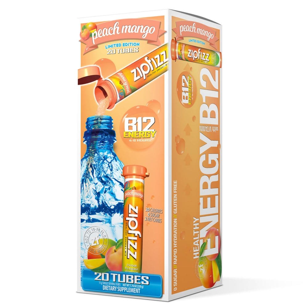 Zipfizz Energy Drink Mix Peach Mango (20 ct.) - Diet Nutrition & Protein - Zipfizz Energy