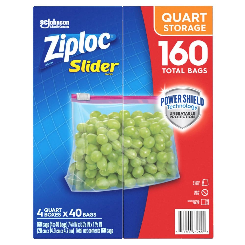 Ziploc Storage Slider Quart Bags (160 ct.) - Paper & Plastic - Ziploc Storage